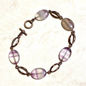 2/$20, Light Purple Fluorite Boho Bracelet, Genuine Gemstone + Copper Chain